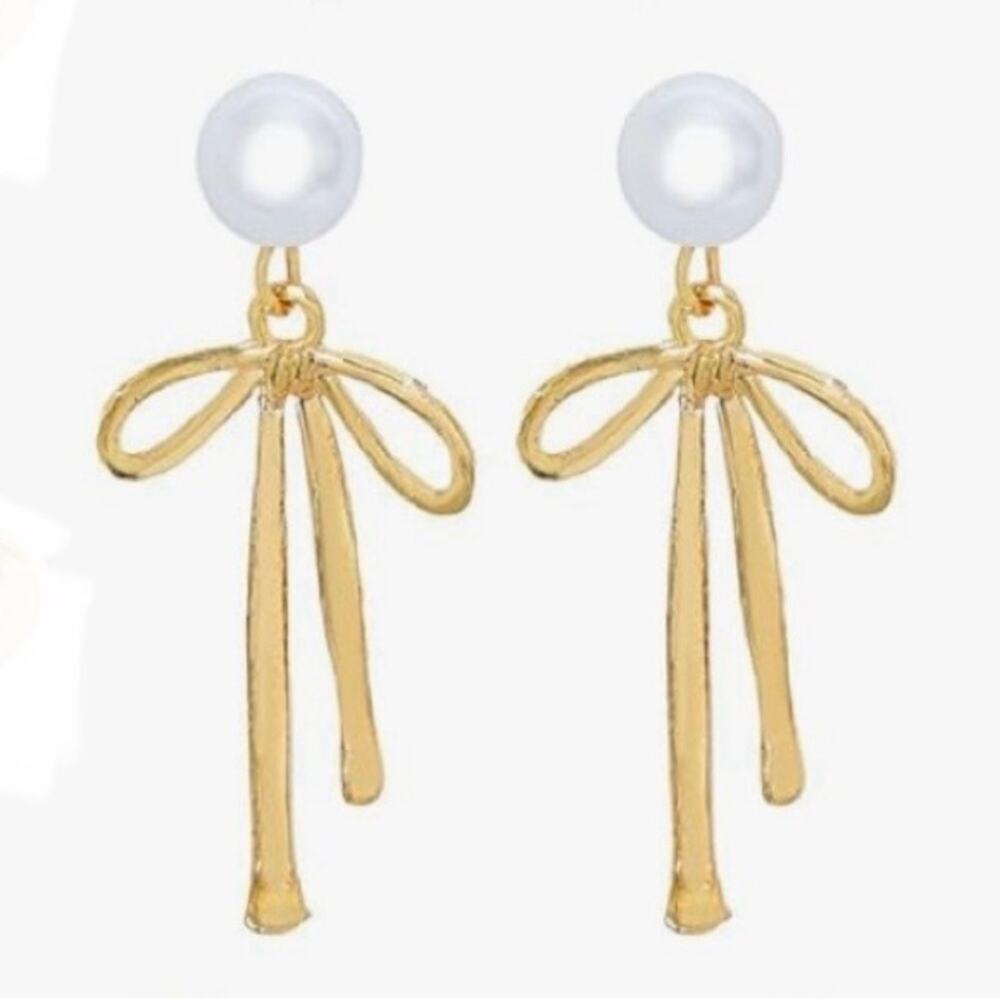 Pearl Bow Jacket Drop Earrings
